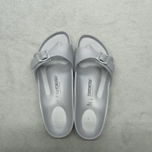 Birkenstock Unisex 10W 8M Sandals Gray Metallic Madrid EVA Buckle Slides Footbed - Picture 8 of 12